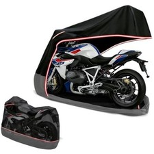 Full Enclosed Motorcycle Cover - Waterproof 96.5"Lx 45"Wx 53"H Black and Grey