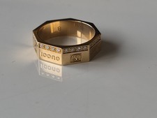 AUTHGUCCI 18K ROSE Gold Diamond Octagonal Ring GG Logo 4.85g Size 47/US 4