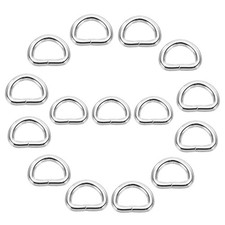 0.6x0.4" Metal D Rings, Silver Welded Ring Buckles, 15Pcs