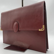 Authentic Cartier Clutch Bag, Leather, Burgundy
