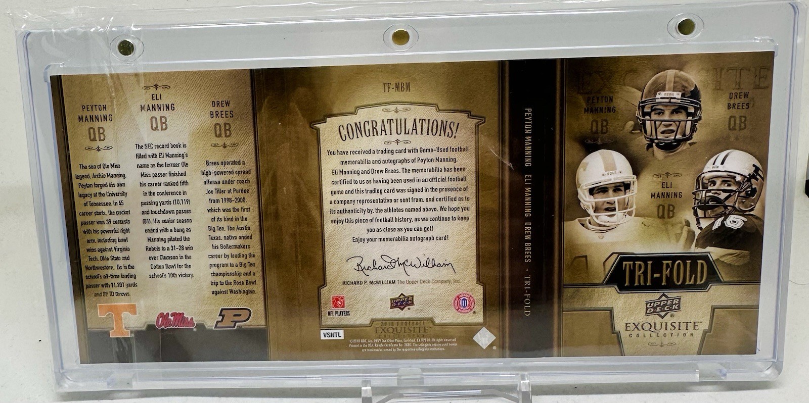 2010 EXQUISITE GAME USED JERSEY AUTO BOOKLET PEYTON ELI MANNING & DREW BREES /10 view 6