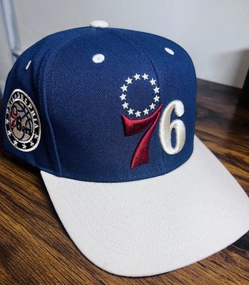 Mitchell & Ness Philadelphia 76ers Snapback Hat Blue Cream Red NBA Retro OSFM