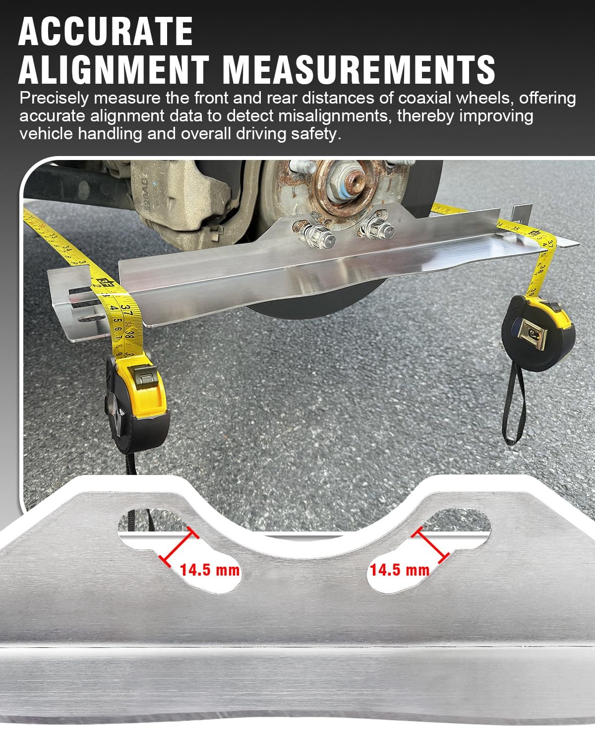 Heavy Duty Toe Alignment Tool Plates Stainless Steel with Tape Measure Silver