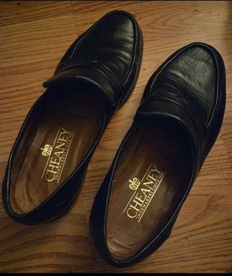 Cheaney Black Leather Penny Loafers Men's Dress Shoes Square Toe Slip On