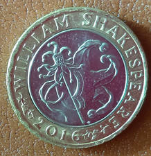 2016 WILLIAM SHAKESPEARE COMEDIES JESTER £2 POUND COINS ERROR COINS X 1