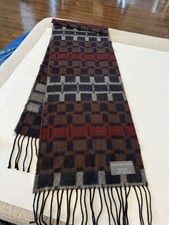 Geoffrey Beene Cashm  Acrylic Scarf Made In Italy Black Maroon And Brown