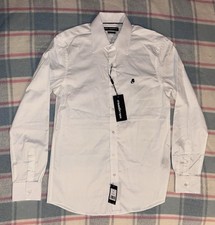 Karl Lagerfeld White Long-Sleeve Dress Shirt with Subtle Logo