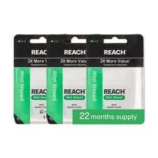 REACH Waxed Dental Floss, 2X More Value, Plaque Pack of 3 345 Foot , Green