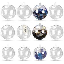 12-Pack Fillable Clear Plastic Ball Ornaments, 2.3-Inch 6cm for DIY Crafts