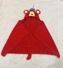 Vintage Gund Disney Winnie the Pooh Baby Hooded Towel Red 100 Cotton 45x24 Y2K