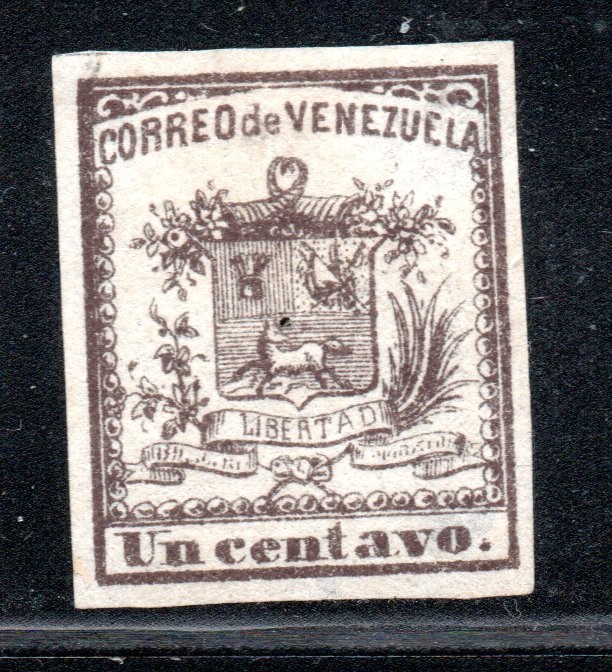 VENEZUELA, stamp classic ESCUDO NACIONAL, 1862, UN CENTAVO    #SU-026