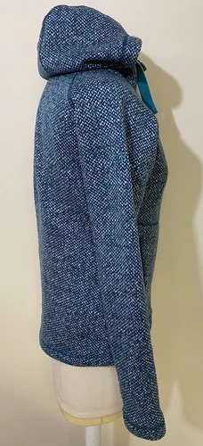 Rab Womens S Amy Hoody Full Zip Jacket Fleece Hood Outdoor Teal Blue Herringbone