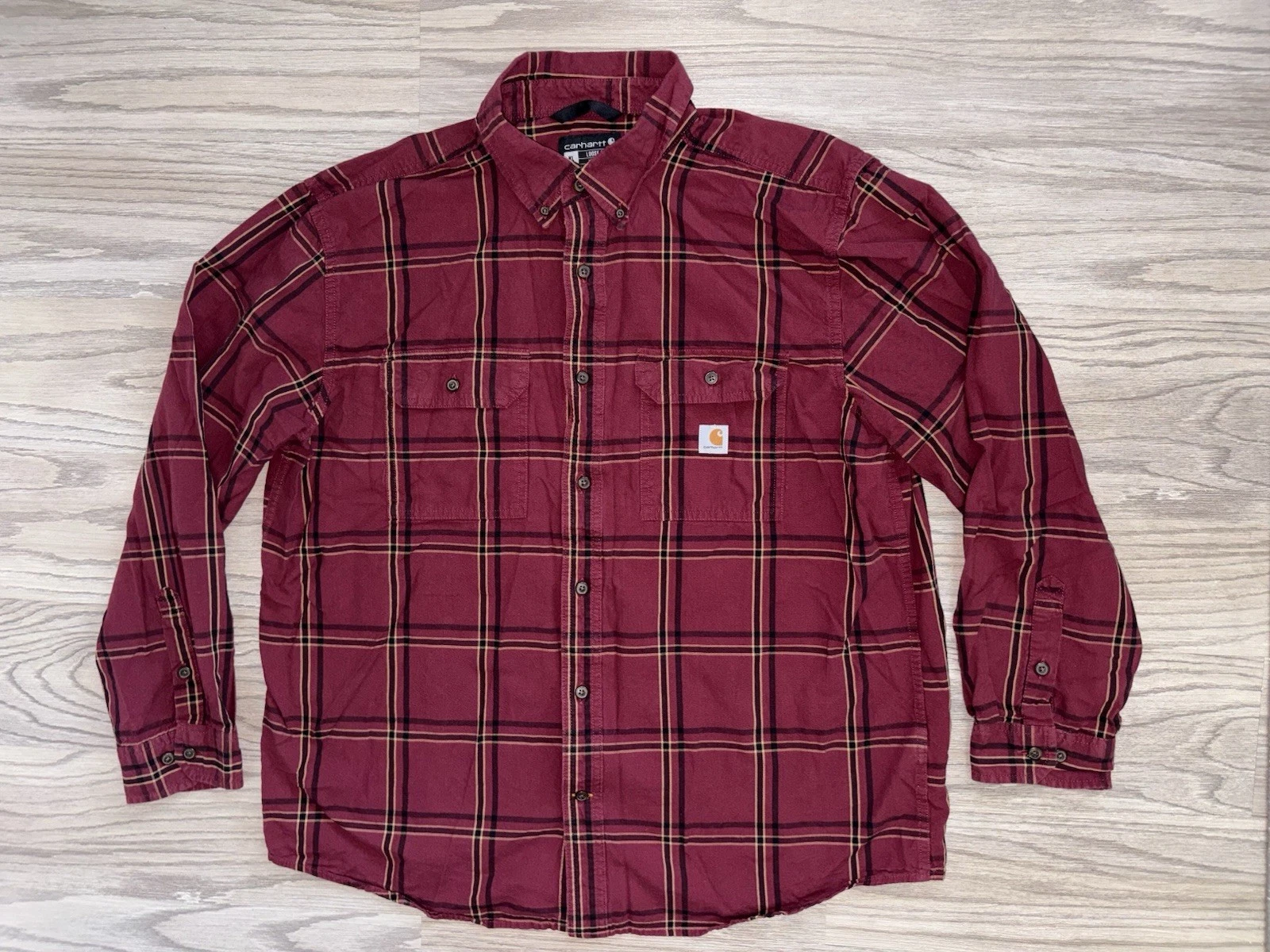 Carhartt Loose Fit Long Sleeve Plaid Shirt Mens Size XL Outdoor Workwear Red