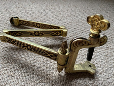 old  Reclaimed Vintage Antique Victorian Brass Expandable Arm Clamp Fire Screen