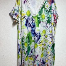 Floral V Neck Short Sleeve Dress 006
