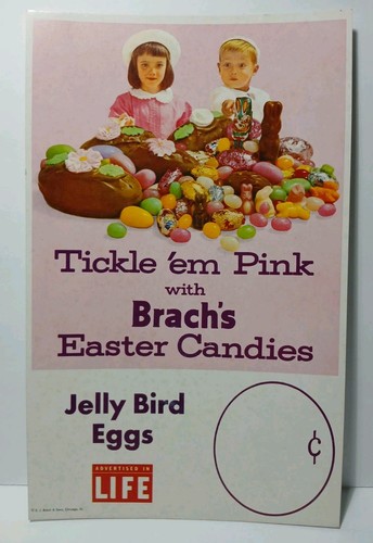 1962 1960s Vintage Easter Vintage Brach's Easter Candy Advertising Sign Boy Girl