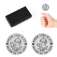 New Parents Decision Coin, 1.18in Funny Baby Gift for Parent Medium, Silver