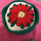 Vintage 8  Crochet Christmas Poinsettia Coasters With Crochet Holder And More — photo 9