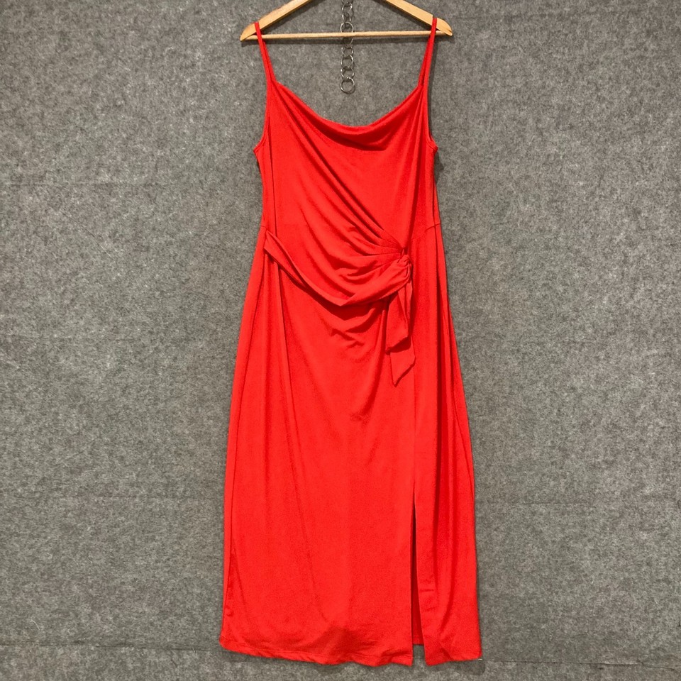 Capture Dress Womens Size 14 Red Slip Sleeveless Midi Formal Party 38207