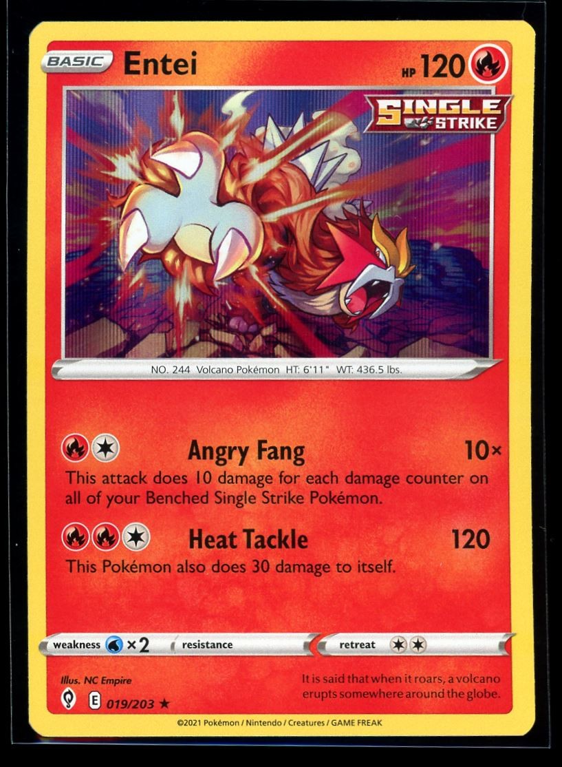 2021 Sword & Shield - Evolving Skies Entei Holo Rare #19 Pokemon Card