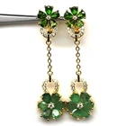 Natural Green Emerald Chrome Diopdide Zircon Jewelry Earrings Handmade