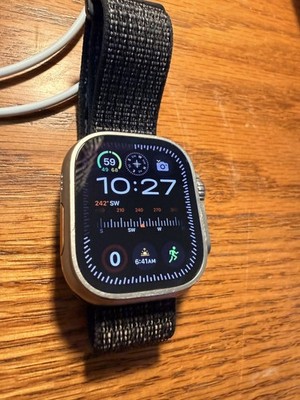 Apple Watch Ultra 49mm Titanium Case with Grey Band.  Excellent Cond MQEV3LL/A