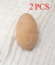 2x Empty Wooden Easter Egg Shells for Craft Decor Fillable Easter Egg Activitie