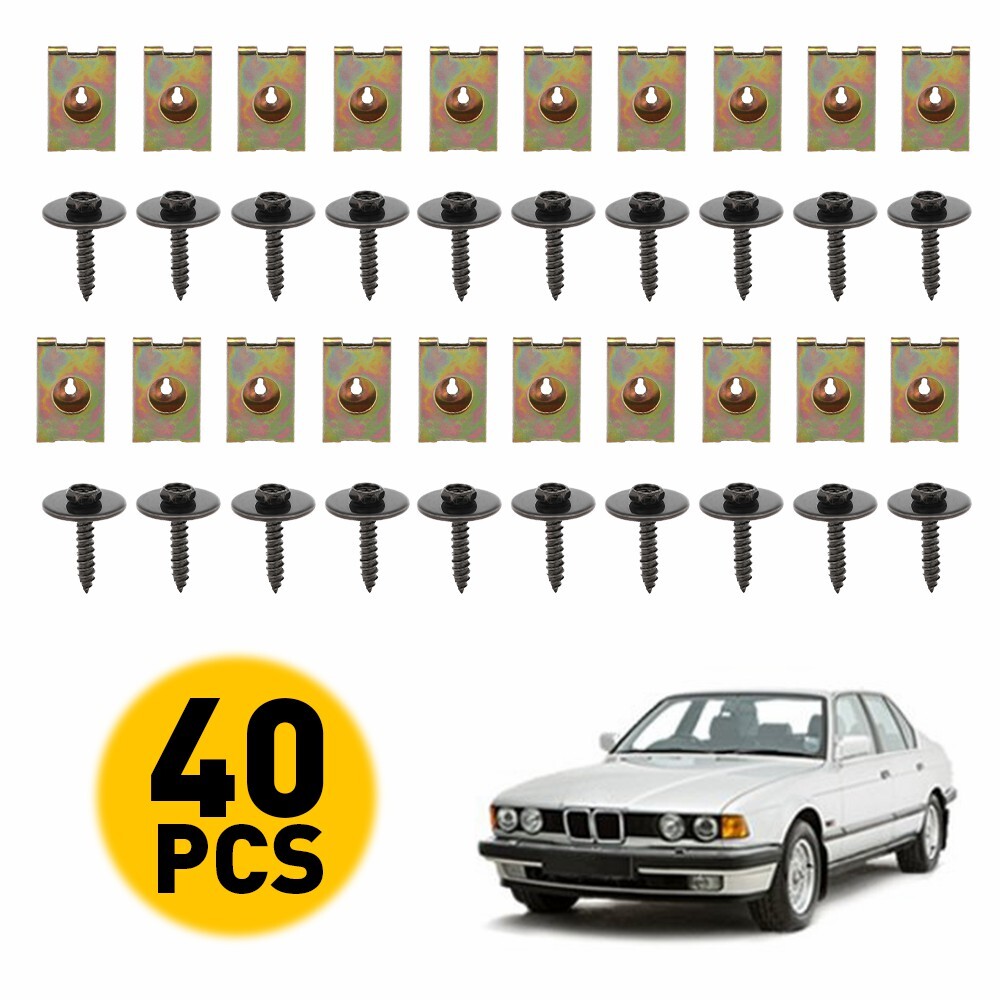 40 Pcs Metal Car Screw Retainer Clips for Fender Bumper Gasket Fastener