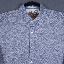 Robert Graham Shirt Mens XL Paisley Floral Flip Cuff Long Sleeve Button Up