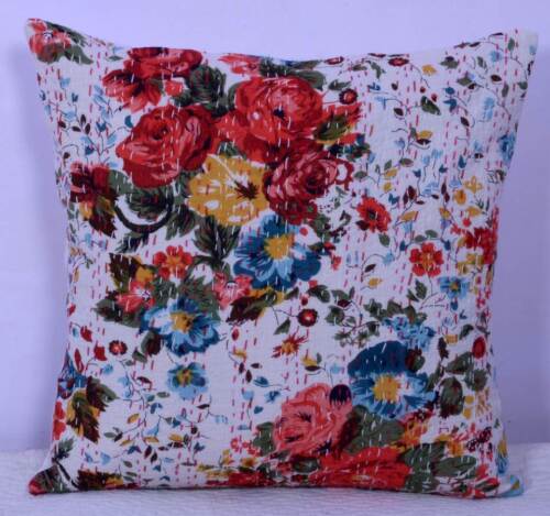 Indian Kantha Cushion Cover Cotton Decorative Throw Pillow Case Decor Boho 16" - Picture 54 of 91