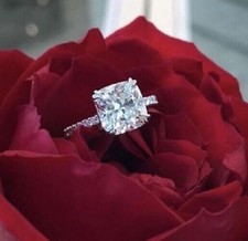 NEW 3.0ct White Cushion Created Diamond Engag...