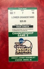 2007 COLLEGE WORLD SERIES CWS CHAMPIONSHIP GAME 2 TICKET STUB OREGON STATE - UNC