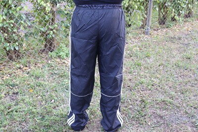 Vintage Adidas Black Nylon Baggy Wide Leg Track Pants Medium 3