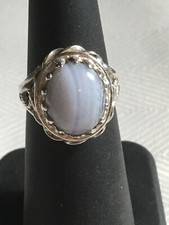 Beautiful Sterling Silver Blue Lace Agate Ring Size 5