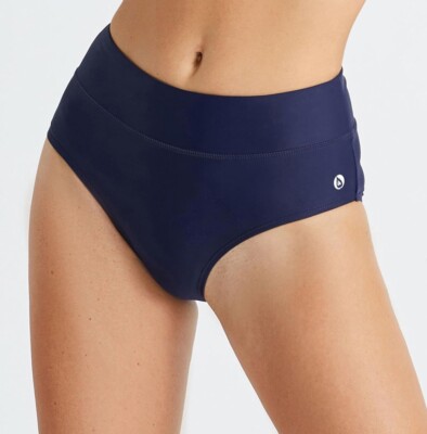 NWT~ Baleaf sz M Women's Modest Full Coverage Bikini Bottoms Navy High Waist z5