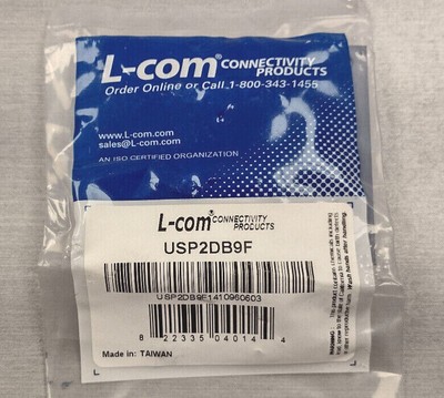 Lot of 5 L-COM USP2DB9F D-Sub Bulkhead Connectors 9 Pin Female DB9