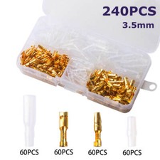 240PCS 3.5mm Motorcycle Brass Bullet Connector Terminal Male Female Covers
