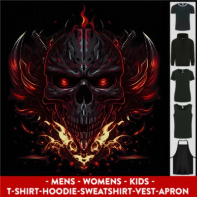An Evil Flame Skull Biker Fantasy Heavy Metal Herren Damen Kinder Unisex