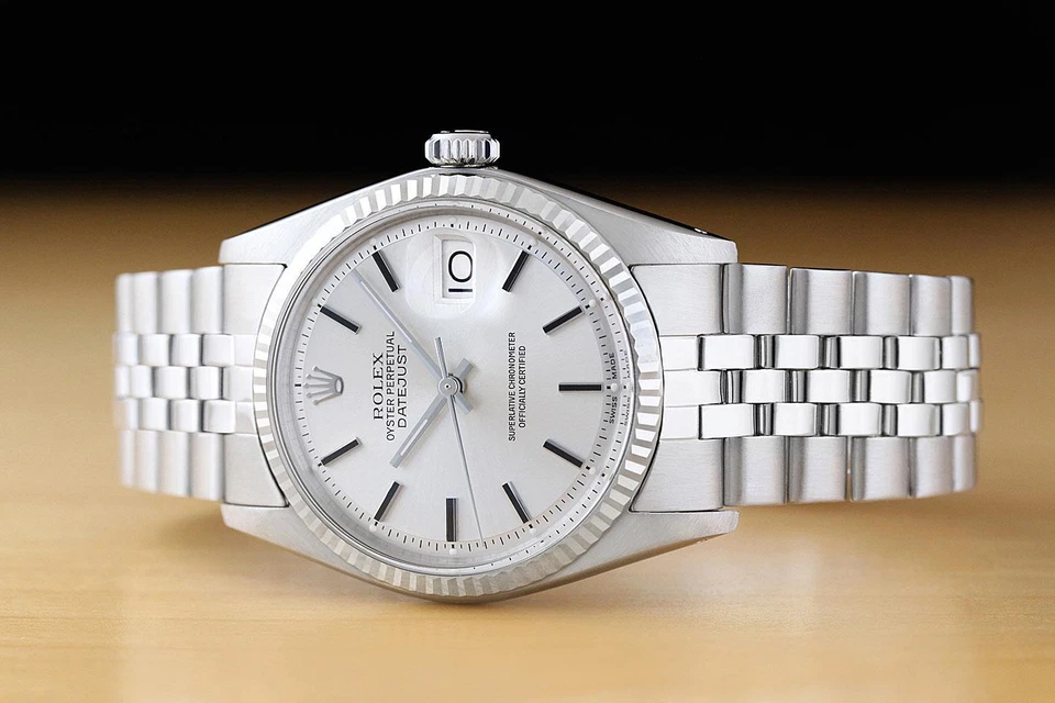 Rolex da Uomo Datejust Argento 18K Oro Bianco Orologio IN Acciaio Inox W/Chiuse - Immagine 2 di 4