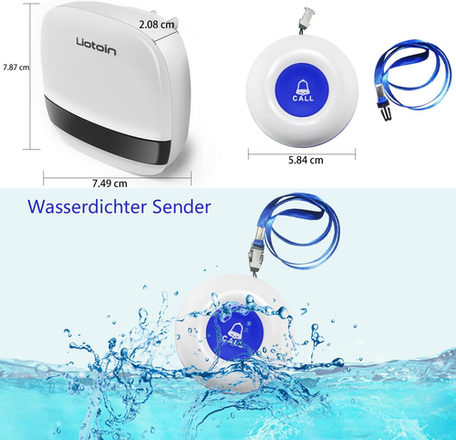 LIOTOIN Notrufknopf Für Senioren Notruf Alarm Knopf Kabellose Hausnotruf Seniore - Bild 6 von 12
