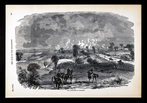 Harper Civil War Print Approach to Vicksburg Mississippi Valley Campaign Grant
