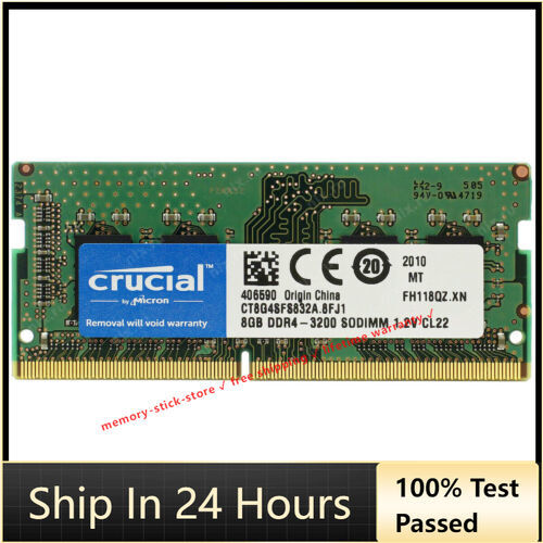 CRUCIAL 8GB DDR4 3200 MHz PC4-25600 Laptop SODIMM Non-ECC 260-Pin