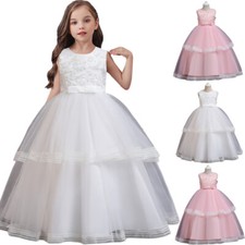 Kids Flower Girls Princess Long Dress Bridesmaid Party Pageant Prom Ball Gown