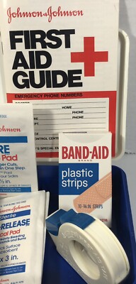 US Vintage ジョンソン&ジョンソン　ファーストエイドキット Vintage Johnson & Johnson First Aid Kit Blue White Red