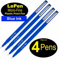LePen 4300-S3 Blue 0.3mm Micro-Fine Plastic Point Pen, Pack of 4 Pens