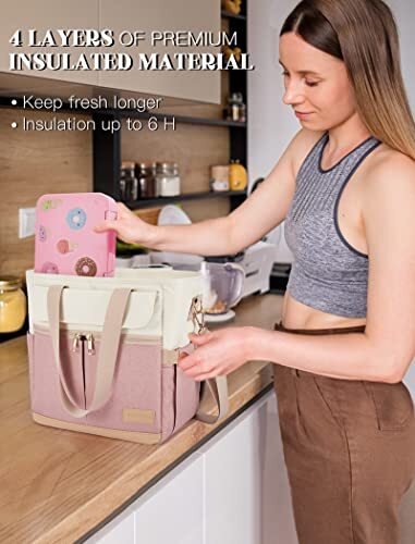 Lunch Bag For Man Lunch Tote For Woman Leakproof Insulated Lunch Box With Should - Picture 5 of 7