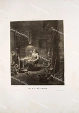 Friedrich Geselschap Wesel Mother Spinning Wheel Book Reading Glasses Cat Slipper