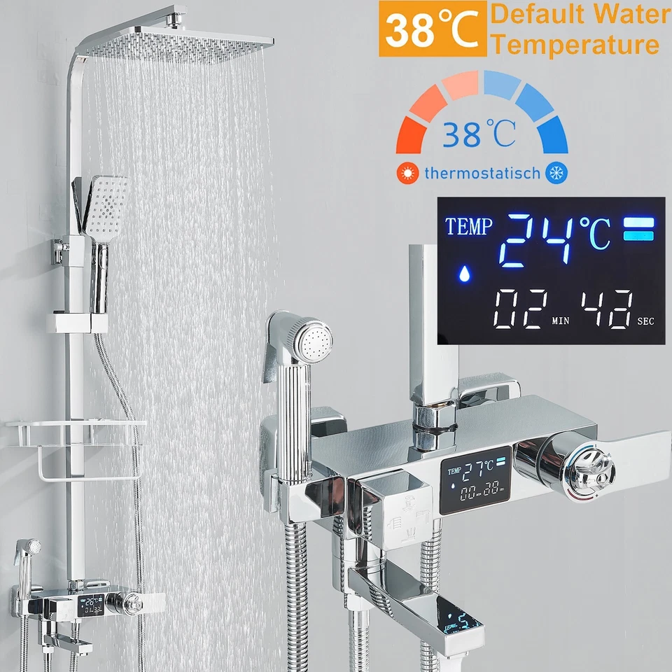 Edelstahl Duscharmatur Thermostat Duschsystem Duschset Regendusche Mischbatterie