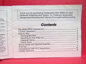 HIGH SPEED Instruction Manual - no game .... NES Nintendo