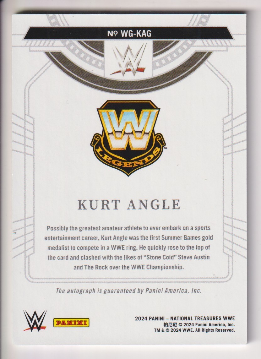 KURT ANGLE 2024 PANINI NATIONAL TREASURES WWE AUTOGRAPH AUTO CARD #D 48/99 view 2
